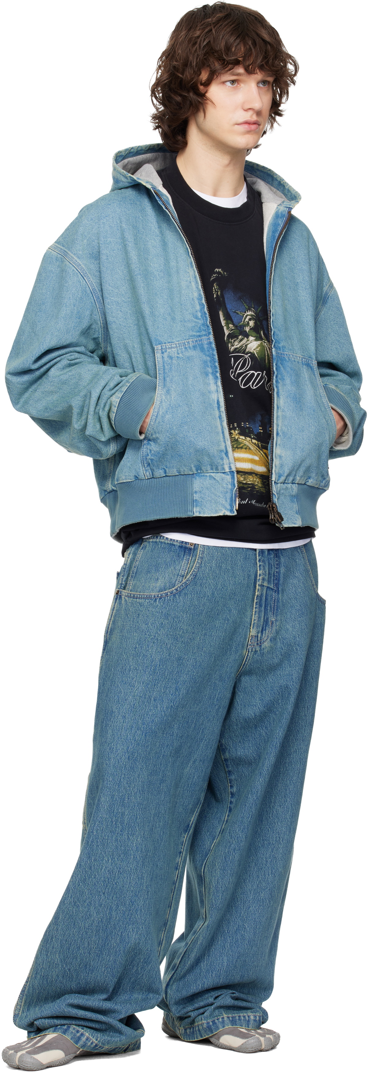 VETEMENTS Blue Hooded Workwear Denim Jacket
