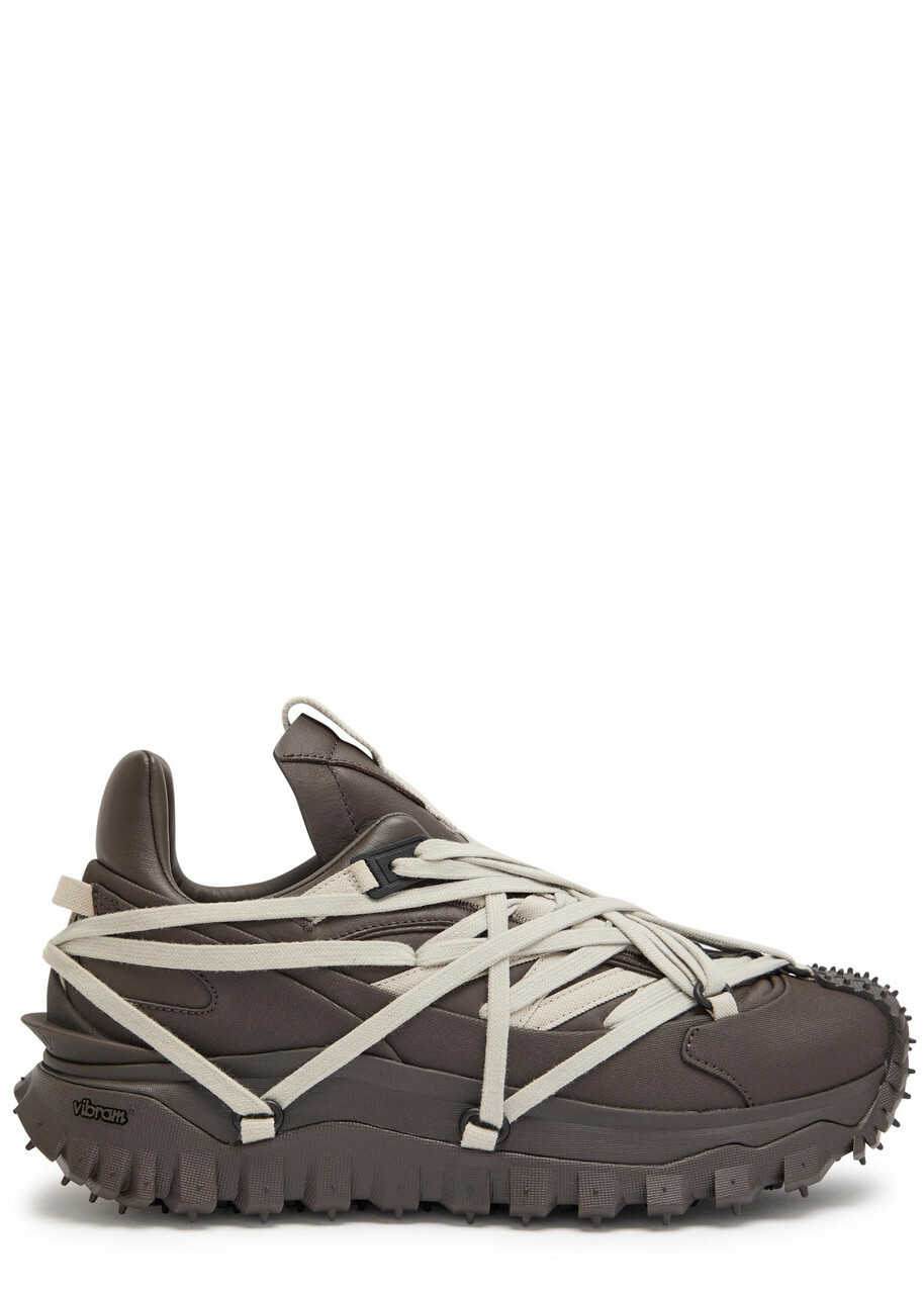 Rick Owens Trailgrip Megalace Leather Sneakers Grey