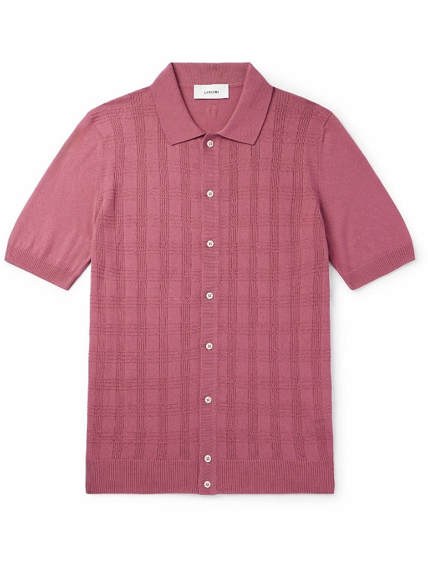 Photo: Lardini - Slim-Fit Jacquard-Knit Cotton Shirt - Pink