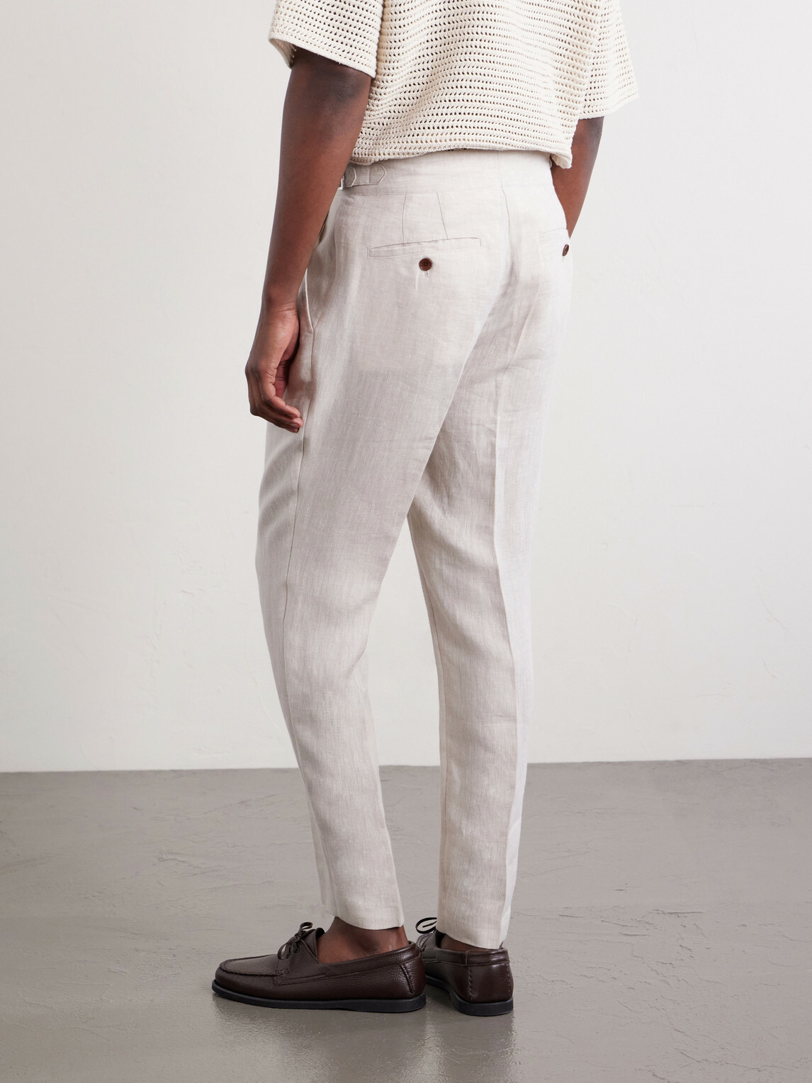 Mr P. - Steve Tapered Pleated Herringbone Linen Trousers - Neutrals