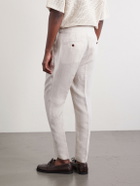 Mr P. - Steve Tapered Pleated Herringbone Linen Trousers - Neutrals