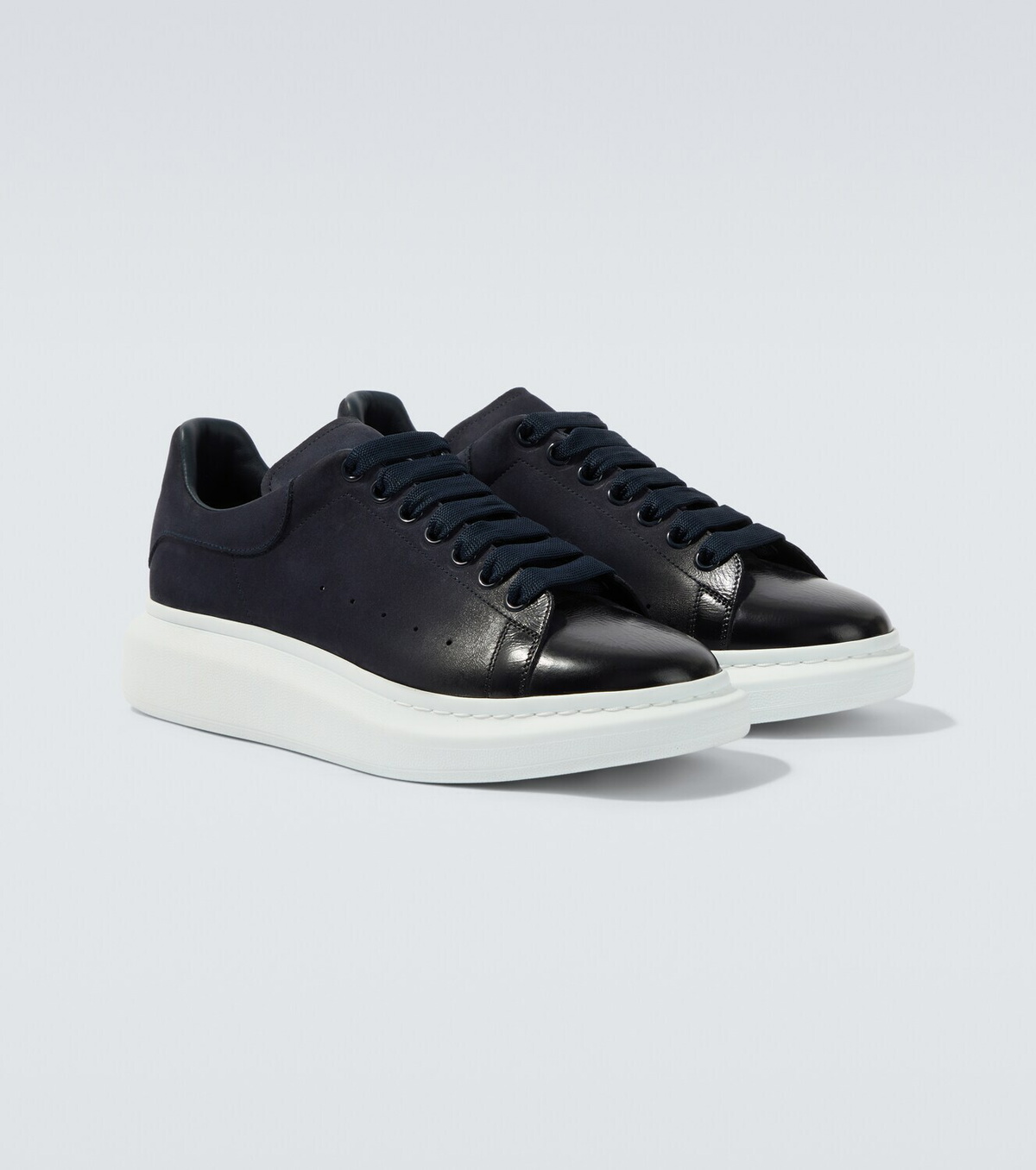McQueen Oversized suede-trimmed leather sneakers