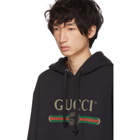 Gucci Black Embroidered Logo Hoodie