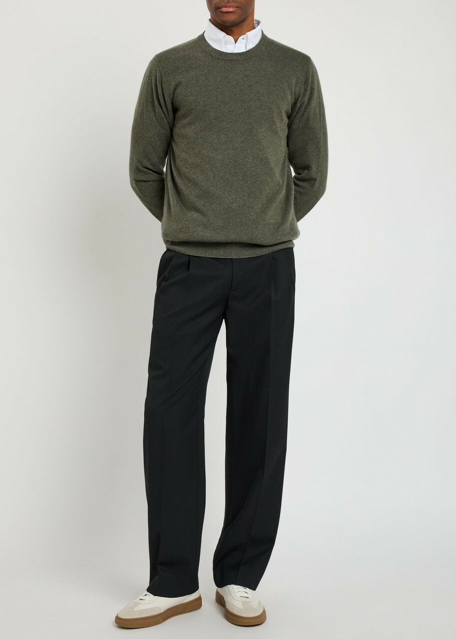 Sunspel Crew-neck Cashmere Jumper Khaki