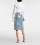 Xu Zhi Sequined denim pencil skirt