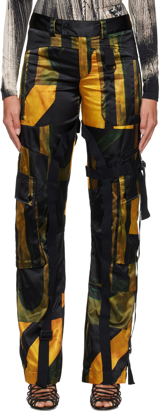 Louisa Ballou Black Printed Cargo Pants