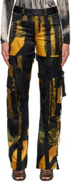 Louisa Ballou Black Printed Cargo Pants