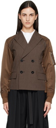 sacai Brown Suiting x Nylon Twill Blazer