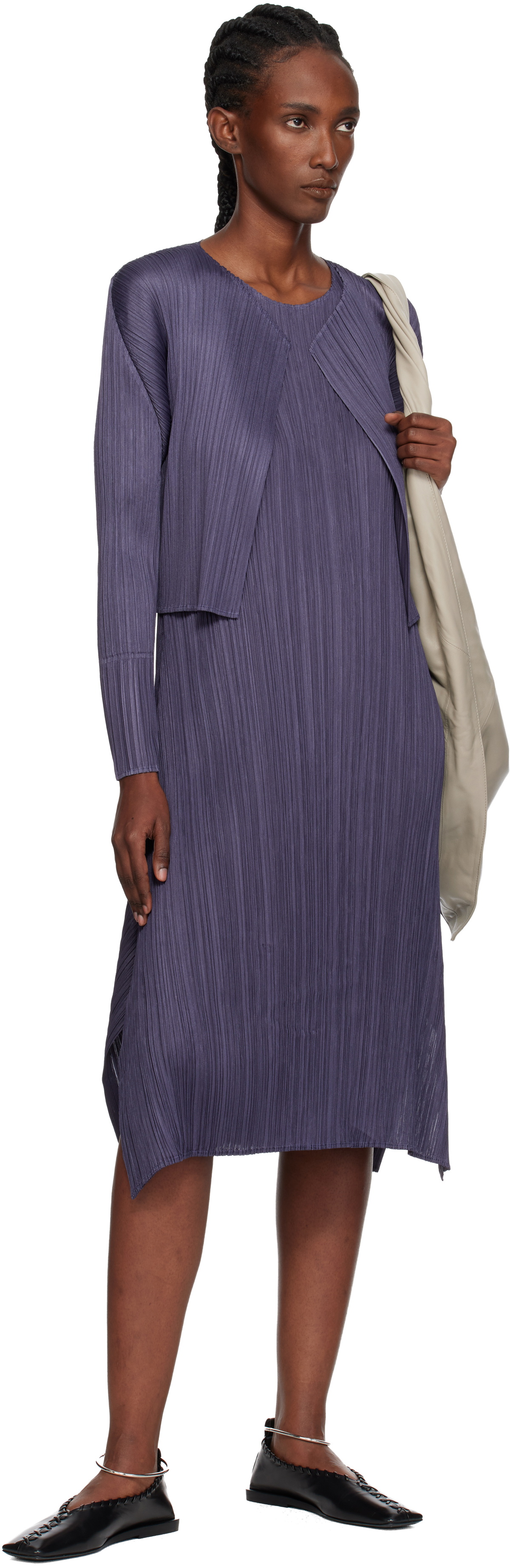 PLEATS PLEASE ISSEY MIYAKE Gray Monthly Colors July Midi Dress