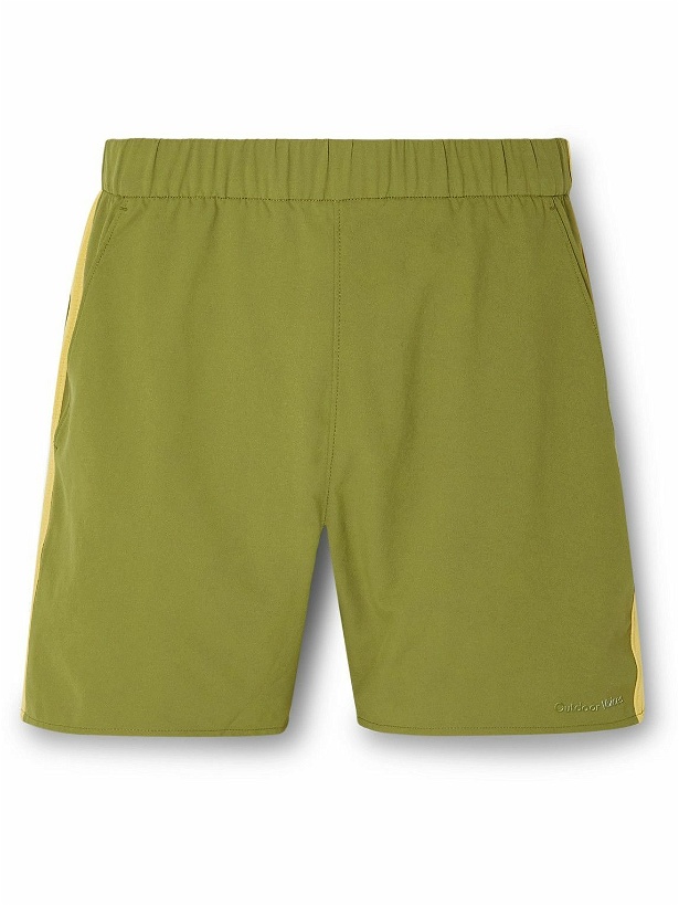 Photo: Outdoor Voices - High Stride 5&quot; twisted bended Striped Recycled-Jersey Shorts - Green