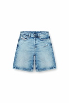 Diesel Relaxed shorts in fluid denim with abrasions - Shorts Womens in Blue