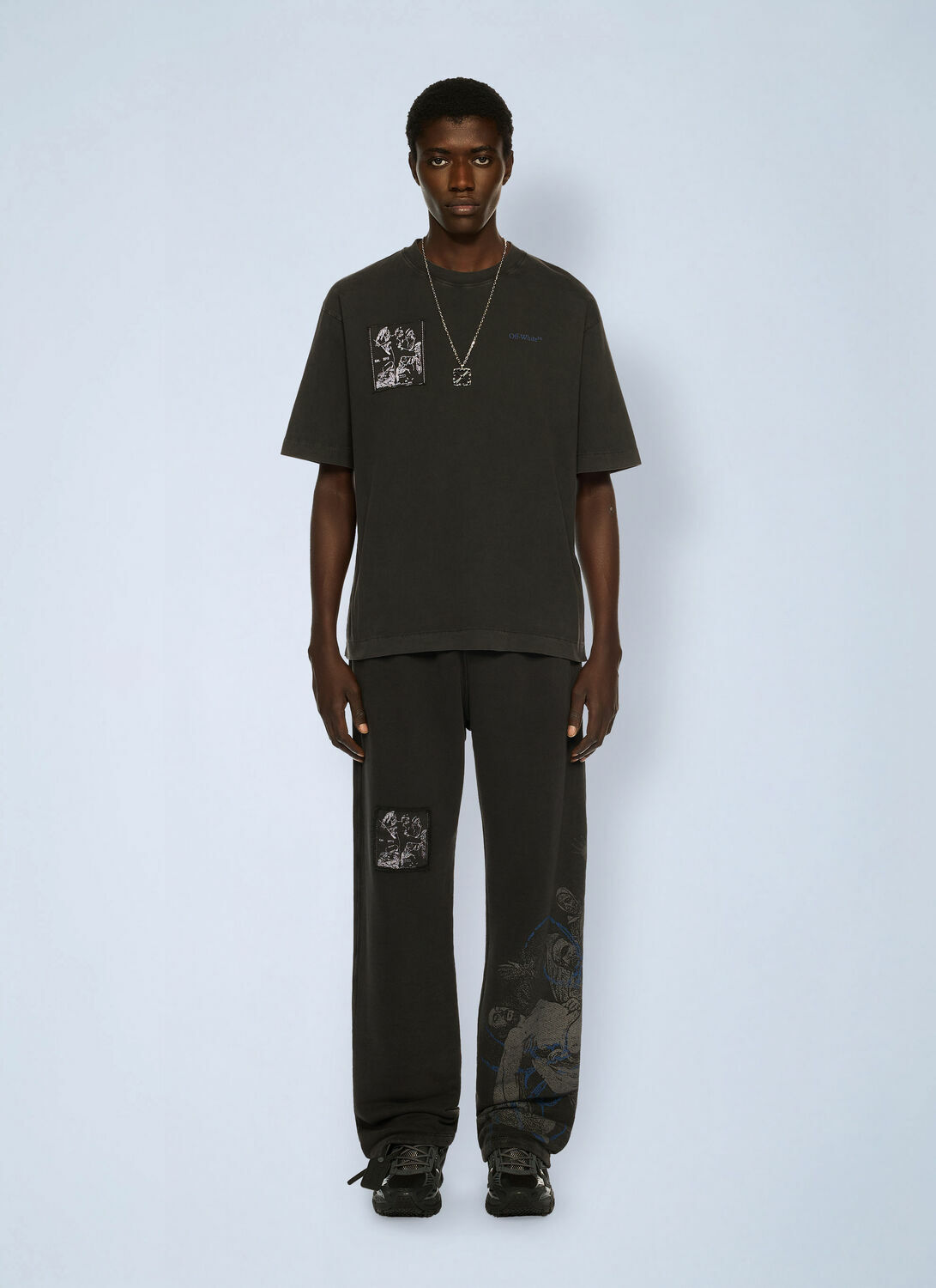 Off-White Faded Painting Skate Logo T-Shirt