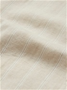 Oliver Spencer - Grandad-Collar Striped Cotton and Linen-Blend Shirt - Neutrals