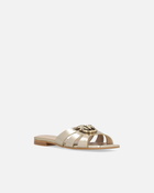Pinko Open Slip Ons In Laminated Nappa Leather Platinum