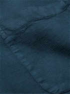 Sunspel - Camp-Collar Waffle-Knit Cotton Shirt - Blue