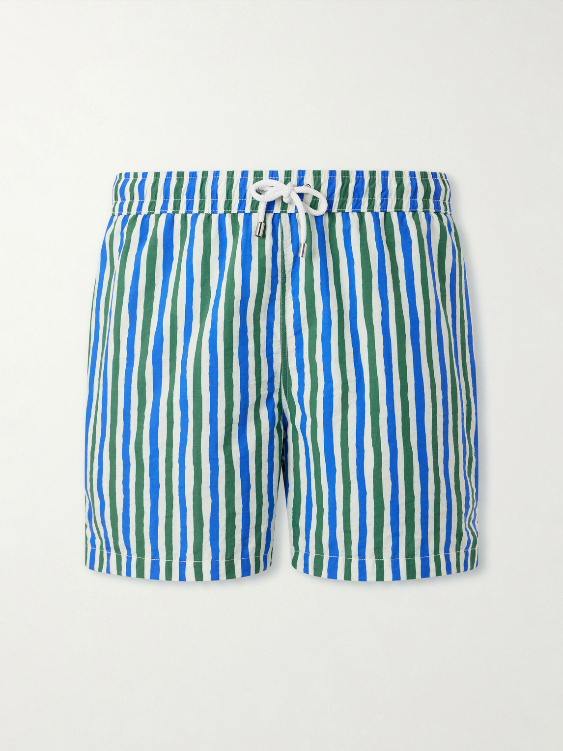 Drake's - Straight-Leg Mid-Length Striped Swim Shorts - Blue