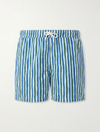 Drake's - Straight-Leg Mid-Length Striped Swim Shorts - Blue