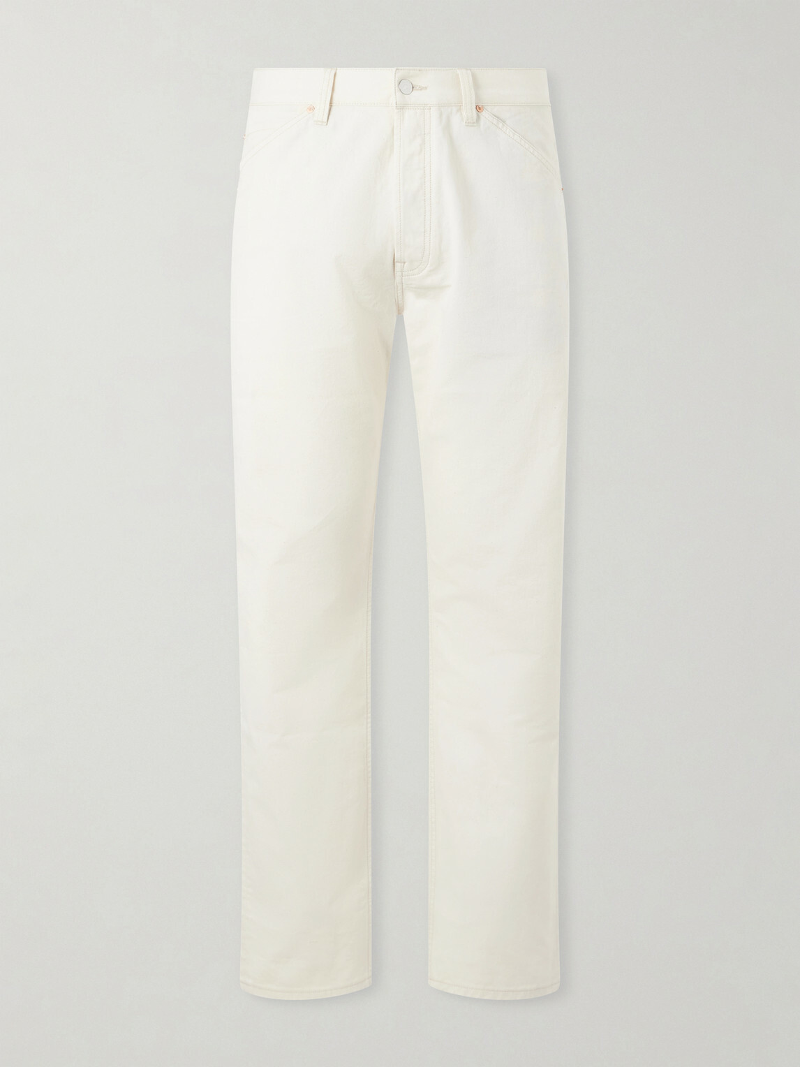 Drake's - Straight-Leg Leather-Trimmed Jeans - Neutrals
