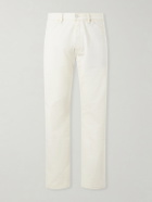 Drake's - Straight-Leg Leather-Trimmed Jeans - Neutrals