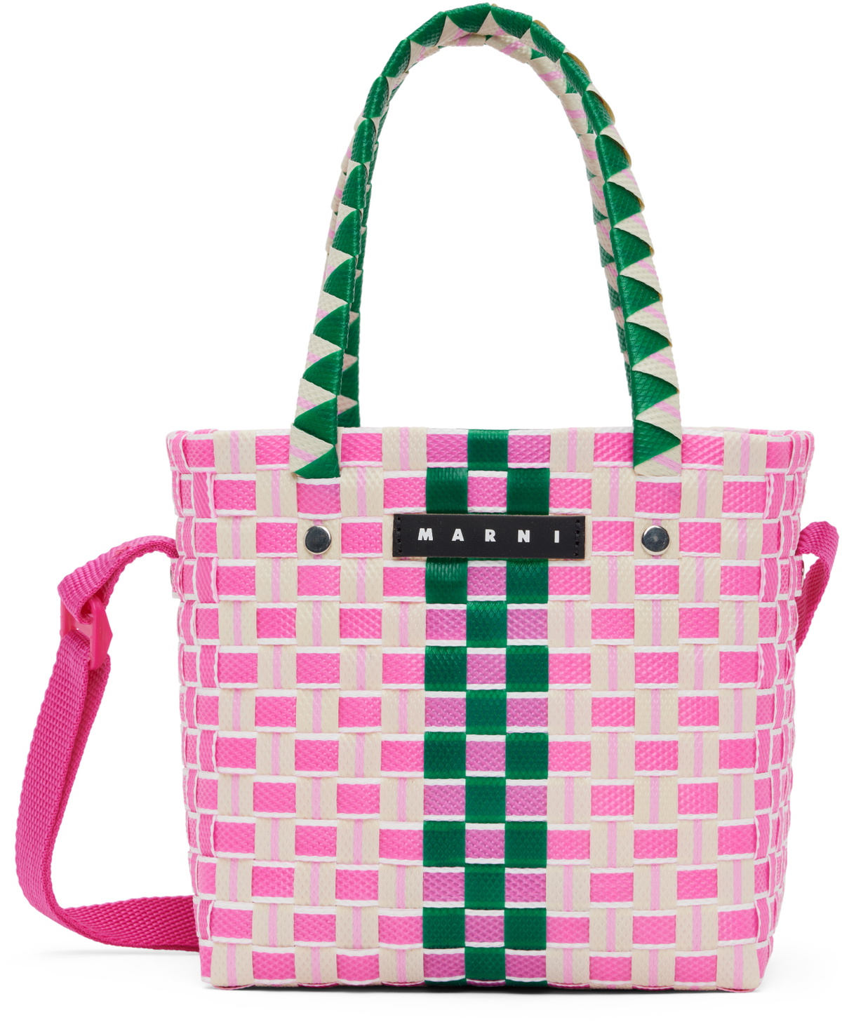Marni Kids Multicolor Woven Basket Bag