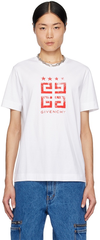 Photo: Givenchy White 4G Stars T-Shirt