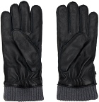 Moncler Black Leather Gloves