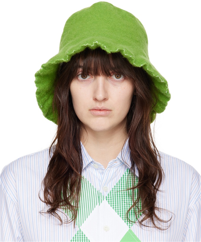 Photo: Comme des Garçons Shirt Green Wool Nylon Tweed Bucket Hat