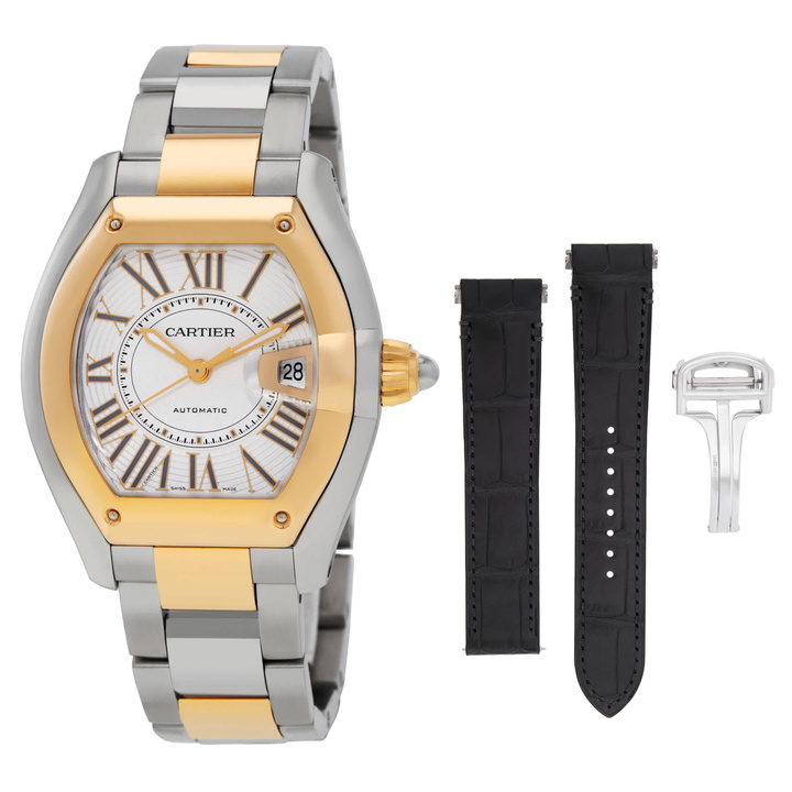 Photo: Cartier Roadster Large Model Automatic White Dial Watch W2RD0010