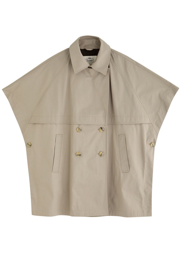 Photo: Herno Double-breasted Cotton Trench Cape Taupe