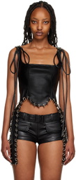 Lado Bokuchava Black Pierced Faux-Leather Camisole