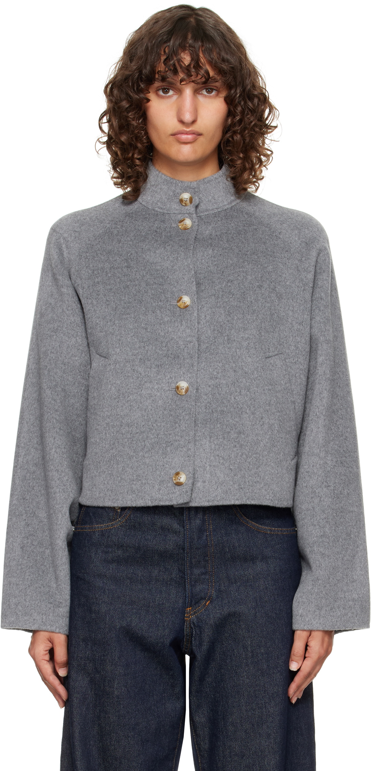 Loulou de Saison Gray Nyma Wool Drap Jacket