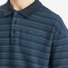 Polar Skate Co. Men's Stripe Surf Polo Shirt in Neptune Blue