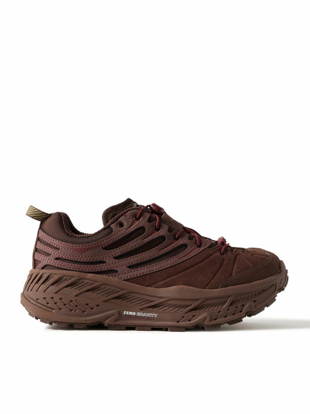 Photo: Hoka - Stinson Evo OG Rubber-Trimmed Mesh Running Sneakers - Burgundy
