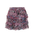 LoveShackFancy Benica floral chiffon miniskirt