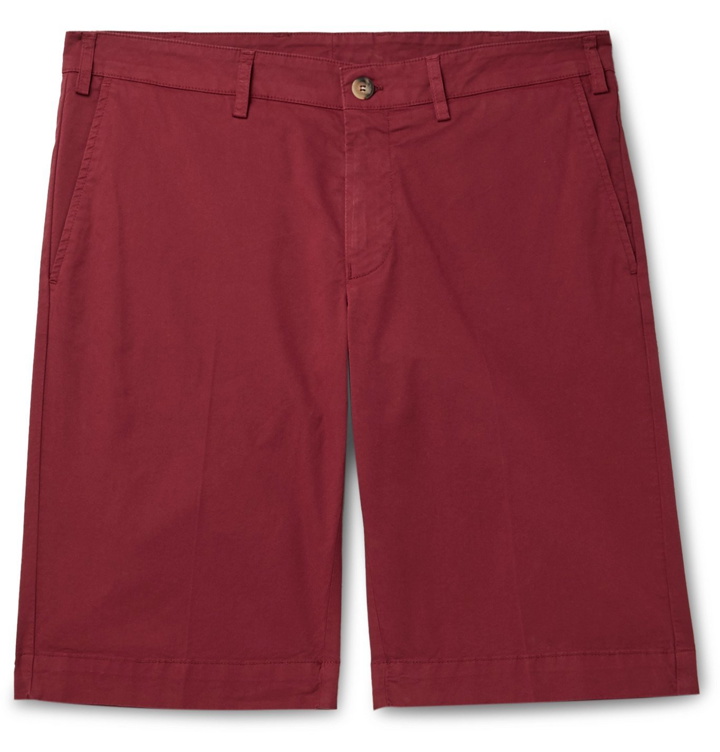 Photo: Canali - Stretch-Cotton Twill Shorts - Red