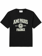 AMI PARIS - Logo-Print Cotton-Jersey T-Shirt - Black