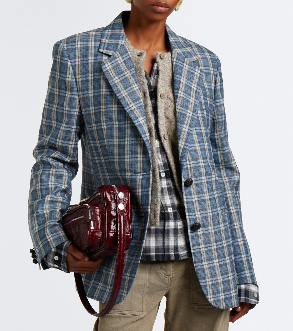 Acne Studios Plaid wool mouliné blazer