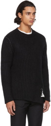 Isabel Benenato Black Alpaca Safety Pin Sweater