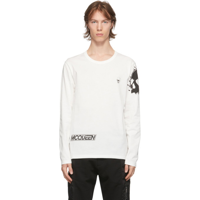 Photo: Alexander McQueen White Biker Print Long Sleeve T-Shirt