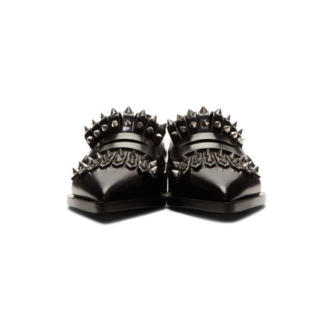 Alexander McQueen Black Leather Studded Loafers Alexander  display picture 1