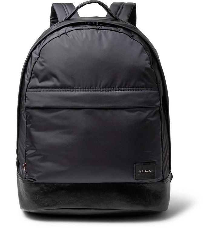 Photo: Paul Smith - Leather-Trimmed Shell Backpack - Navy