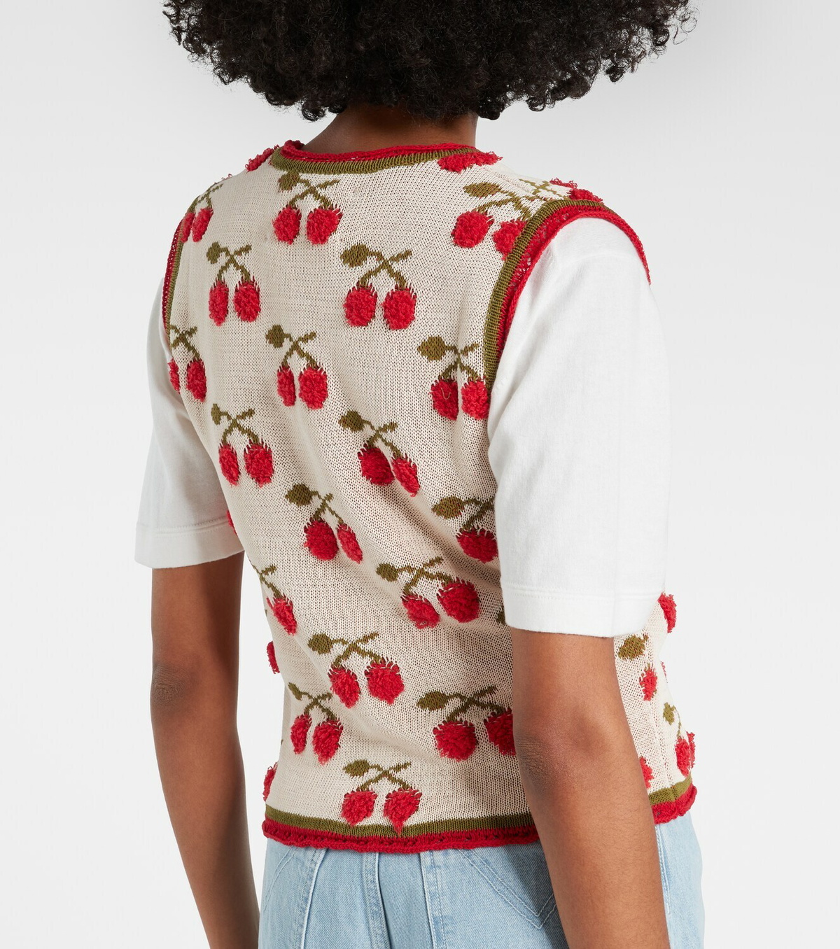 La DoubleJ Cherry cotton-blend intarsia vest