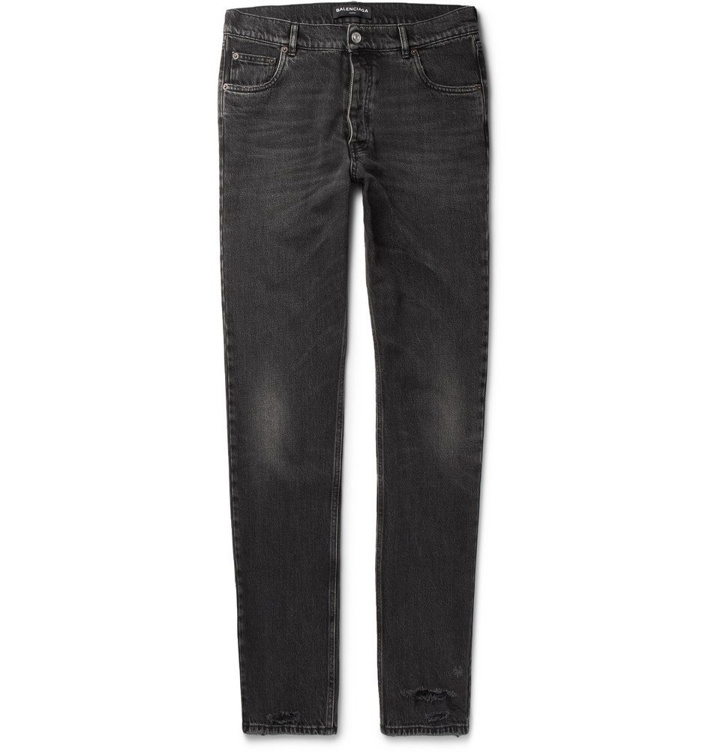 Photo: Balenciaga - Distressed Denim Jeans - Men - Black