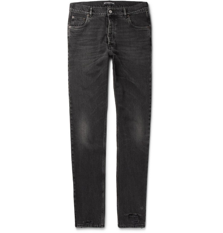 Photo: Balenciaga - Distressed Denim Jeans - Men - Black