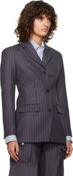 Off-White Gray Pinstripe Fitted Blazer
