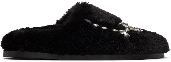 Photo: Simone Rocha Black Embellished Furry Slippers