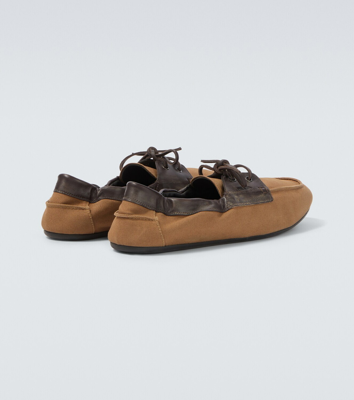 Prada Shuffle leather-trimmed canvas boat shoes