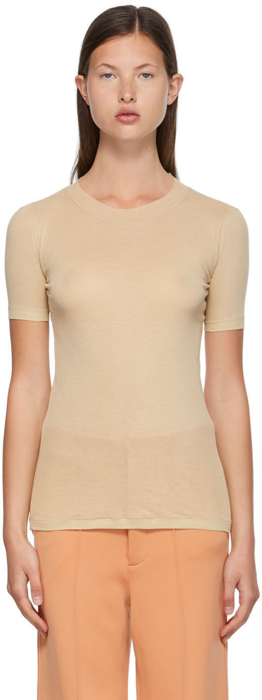 AURALEE Beige Giza Super High Gauge T-Shirt