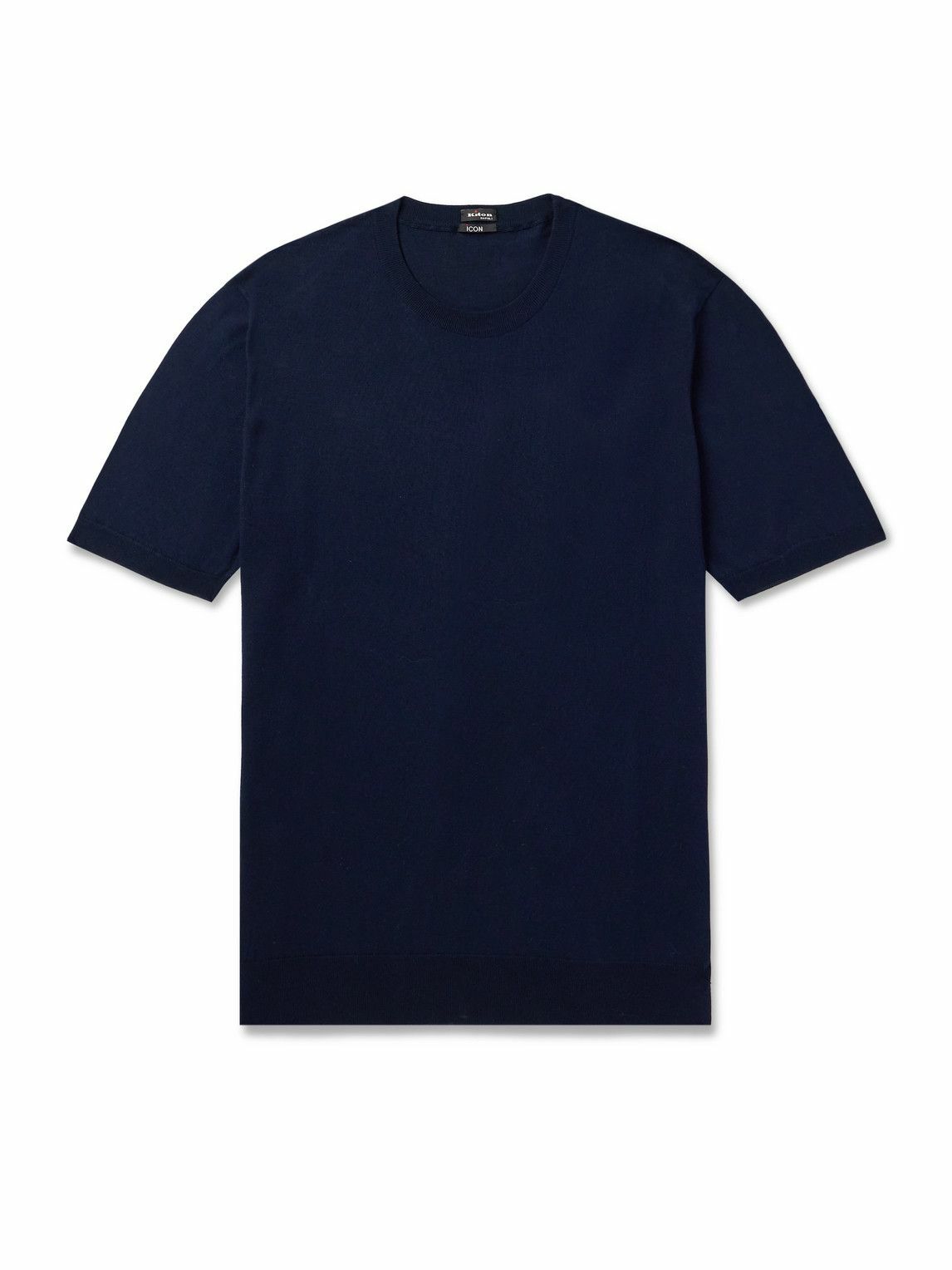 Tシャツ・カットソー Kiton Cotton T-shirt with logo (UMK0717K4002 NAVY BLUE) Kiton - Cotton T-Shirt - Blue Kiton