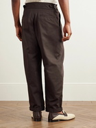 Dolce&Gabbana - Tapered Pleated Cotton-Twill Trousers - Brown